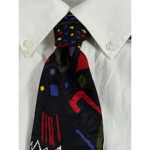 Pazzo Men's‎ Hand Made in USA Imported Silk Abstract Necktie Colorful